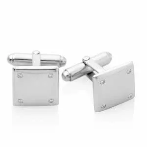 Silver Diamond Square Shape Cufflinks