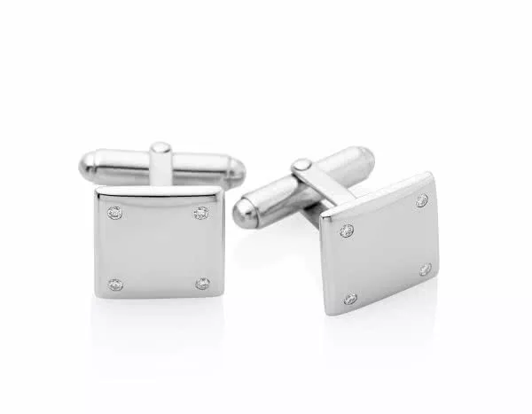 Silver Diamond Square Shape Cufflinks