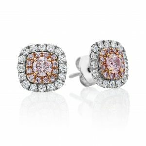 18ct white and rose gold Australian pink diamond stud earrings