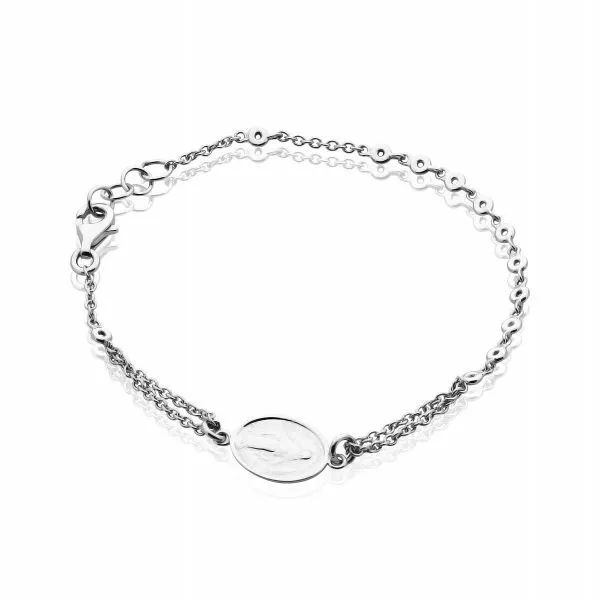18ct white gold bracelet with religious medal