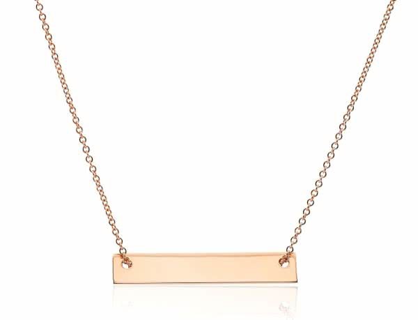 18ct rose gold bar necklace