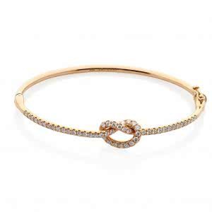 18ct rose gold diamond knot bangle
