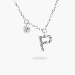 18ct white gold diamond initial 'P' necklace