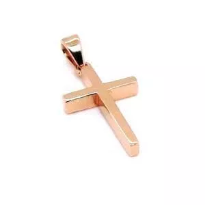 18ct rose gold plain cross pendant