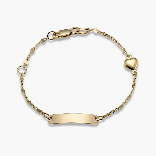 18ct yellow gold ID bracelet with a heart