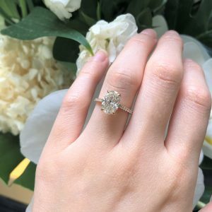 18ct rose gold oval diamond ring