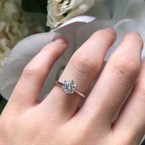 BARI - 18ct white gold round brilliant cut diamond solitaire ring