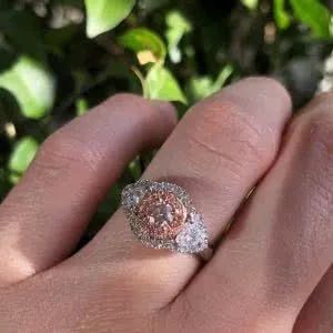 18ct white and rose gold pink diamond ring