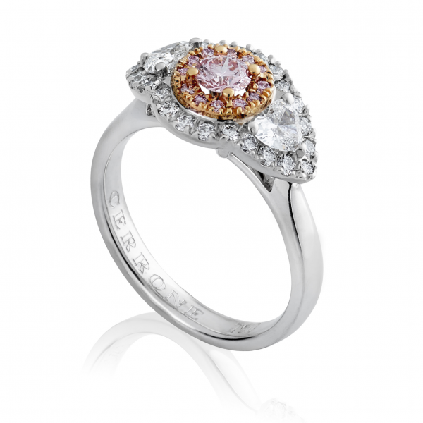 18ct white and rose gold pink diamond ring