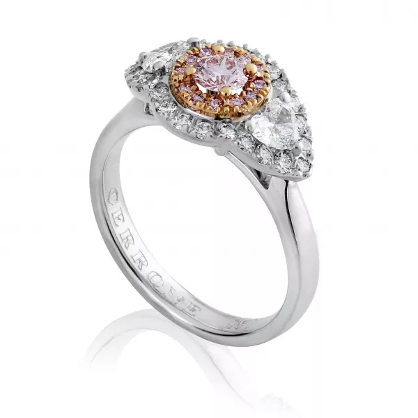 18ct white and rose gold pink diamond ring