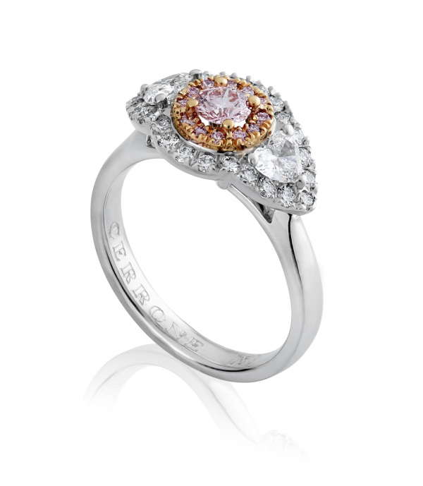 18ct white and rose gold pink diamond ring