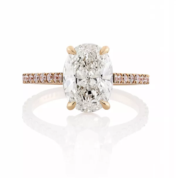 18ct rose gold oval diamond ring