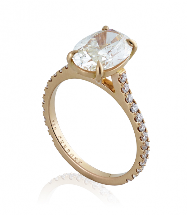 18ct rose gold oval diamond ring