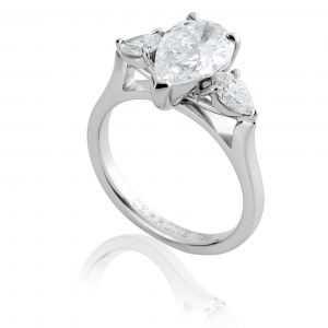 18ct white gold three stone pear shape diamond ring