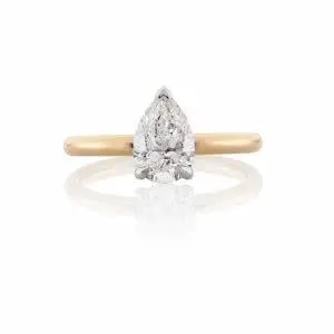 18ct rose and white gold pear shape solitaire diamond ring