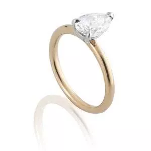 18ct rose and white gold pear shape solitaire diamond ring