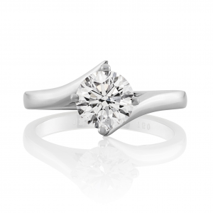 AMALFI - 18ct white gold round diamond solitaire twist ring