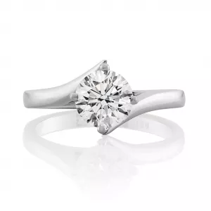 AMALFI - 18ct white gold round diamond solitaire twist ring