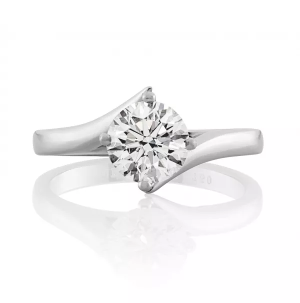 AMALFI - 18ct white gold round diamond solitaire twist ring