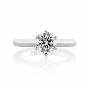 18ct white gold round 6 claw solitaire diamond ring