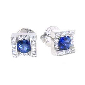 18ct white gold Ceylon sapphire and diamond stud earrings
