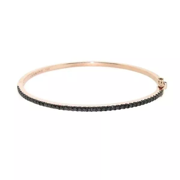 18ct rose gold black diamond bangle