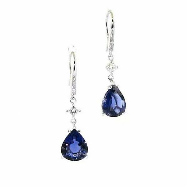 18ct white gold iolite and diamond hook earrings