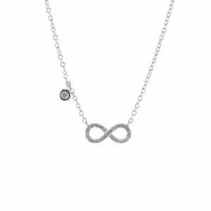 18ct white gold diamond set infinity necklace