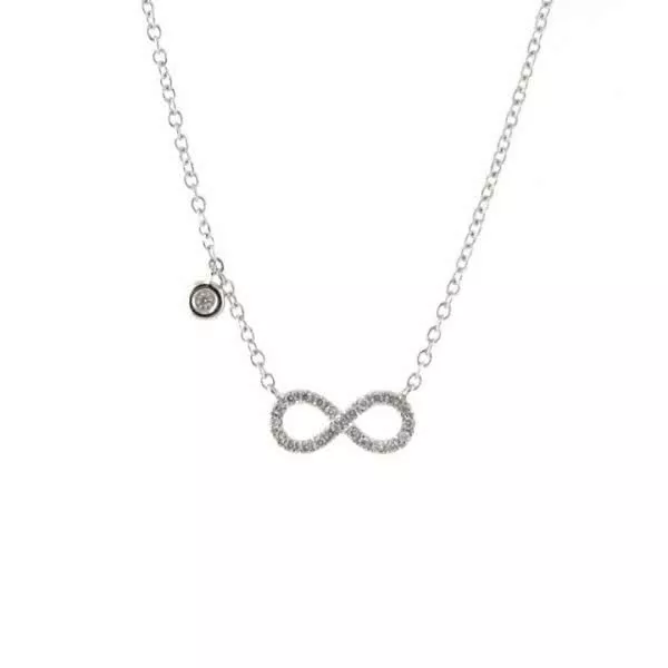 18ct white gold diamond set infinity necklace