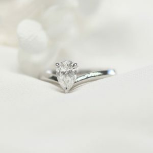 Platinum 0.80ct F SI1 pear shape diamond ring