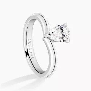 Platinum 0.80ct F SI1 pear shape GIA diamond ring