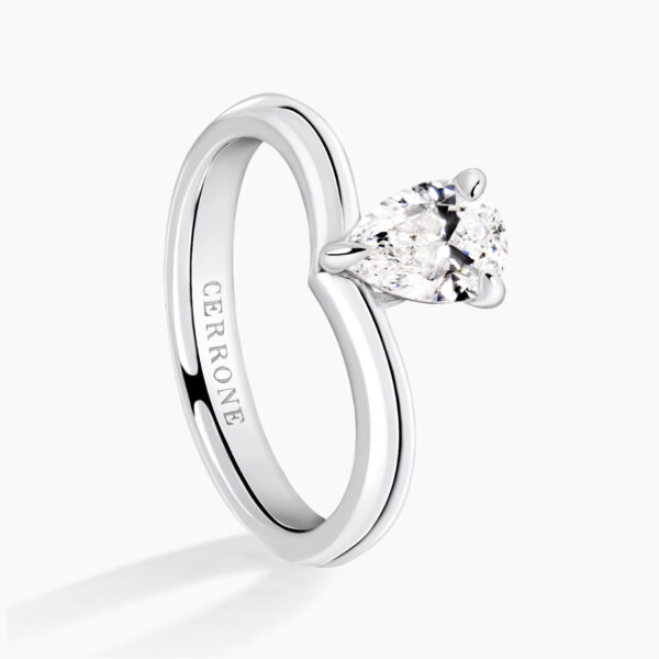Platinum 0.80ct F SI1 pear shape GIA diamond ring - Image 2