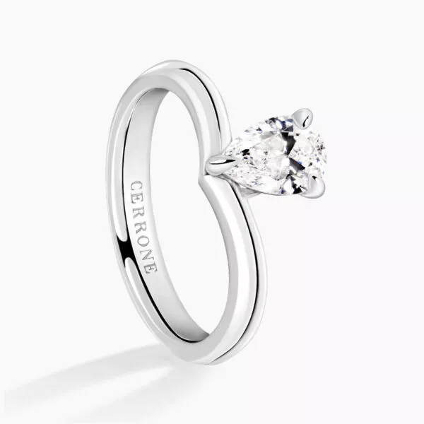 Platinum 0.80ct F SI1 pear shape GIA diamond ring - Image 2