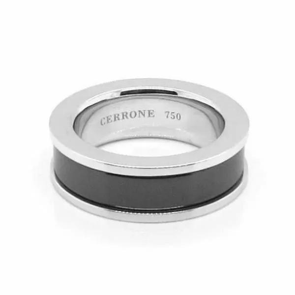 18ct white gold and black ceramic Men's ring