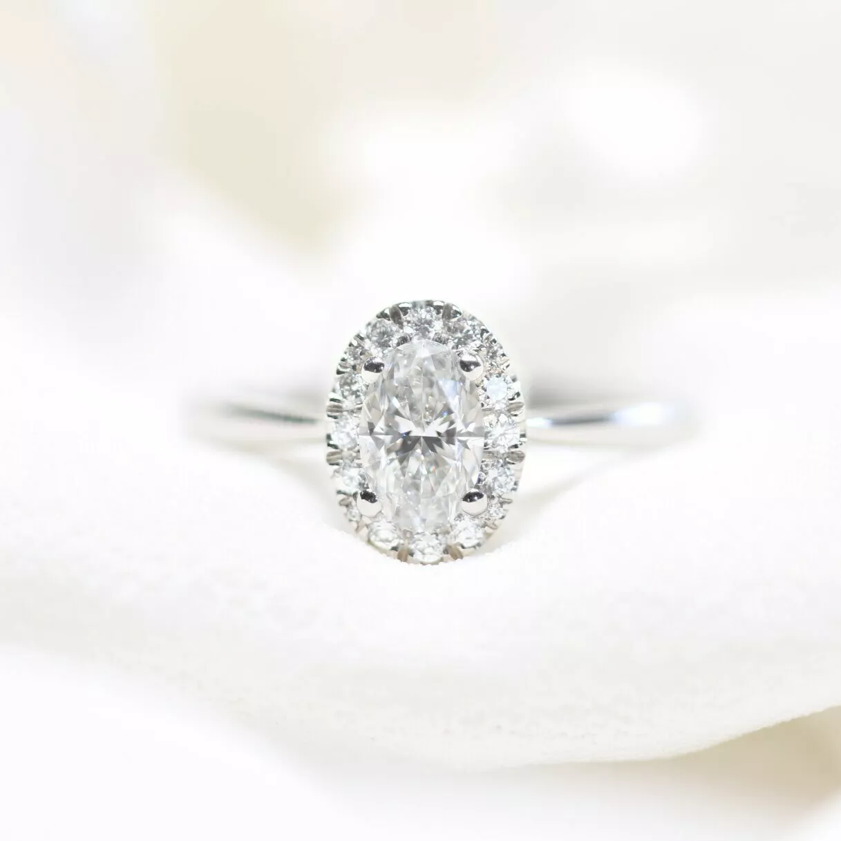 18ct white gold 0.70ct F SI2 oval GIA diamond ring Cerrone