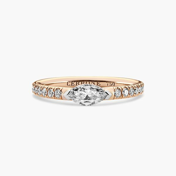 18ct rose and white gold marquise diamond ring