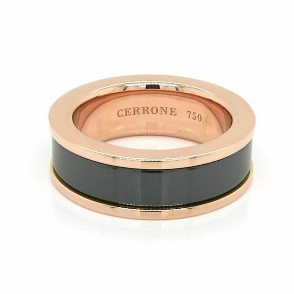 18ct rose gold and black ceramic ring