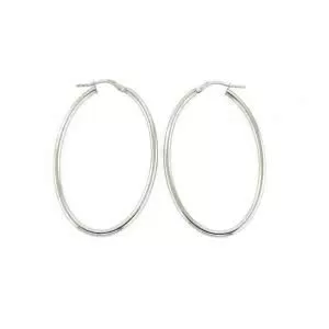 18ct white gold oval hoop earrings