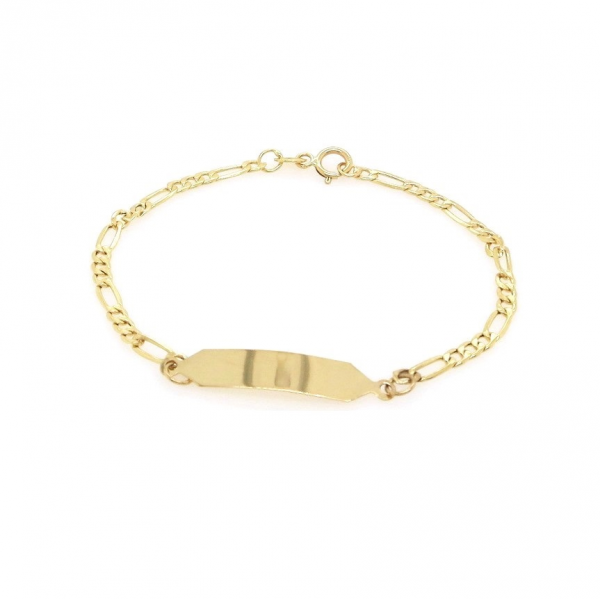 18ct yellow gold baby ID tag bracelet