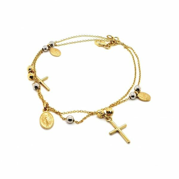18ct yellow and white gold rosary bracelet