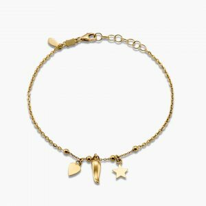 18ct yellow gold star and heart charm bracelet