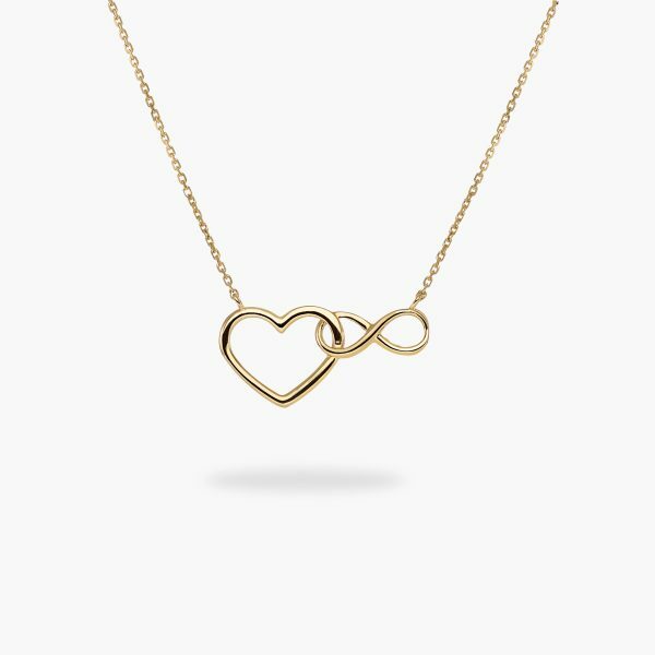 18ct yellow gold heart and infinity necklace