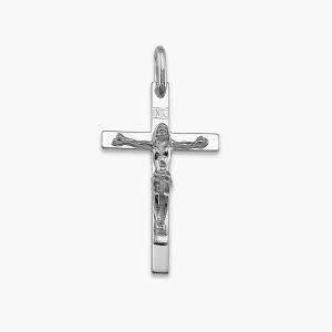 18ct white gold crucifix pendant 3.2cm