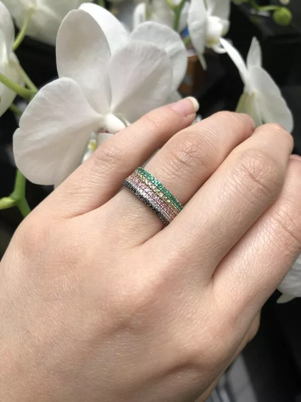 18ct rose gold pink sapphire band - Image 4