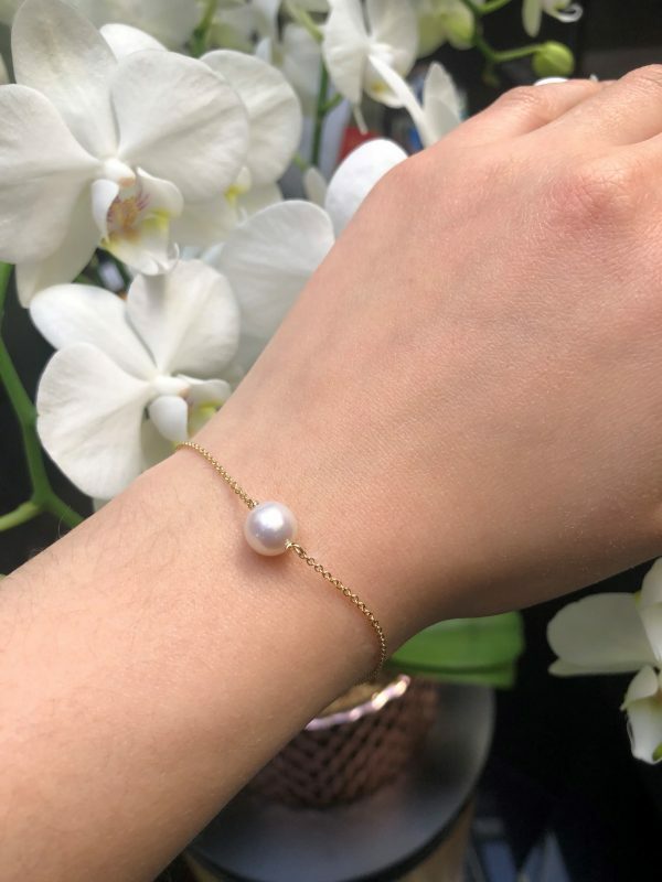 18ct yellow gold pearl bracelet