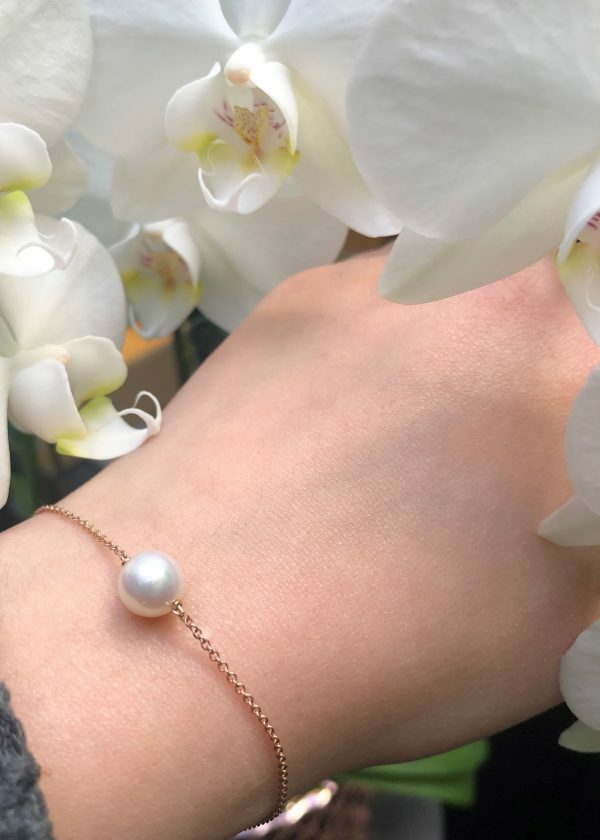 18ct rose gold pearl bracelet