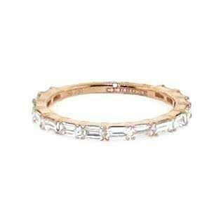 18ct rose gold baguette claw set diamond ring