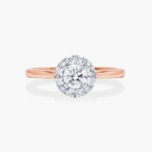 Rose gold & platinum 0.40ct F SI round brilliant diamond ring