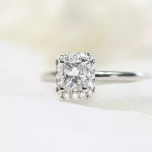 Platinum 0.67ct F SI1 radiant diamond ring