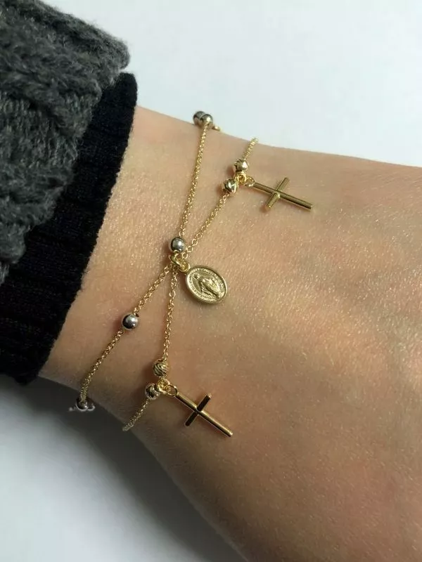 18ct yellow and white gold rosary bracelet - Image 3
